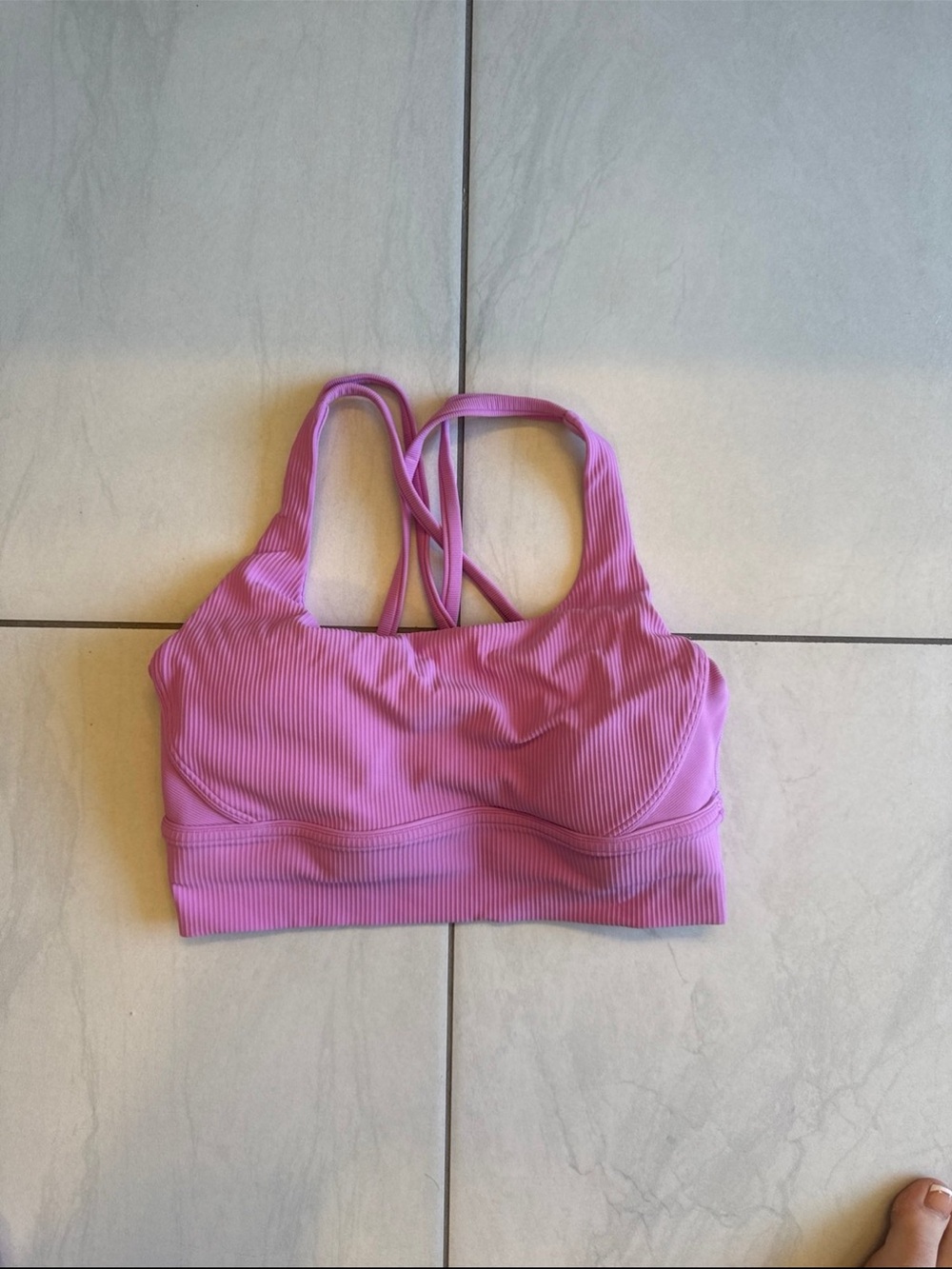 lululemon athletica Pink Ribbed Strappy Crop Top